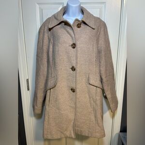 Tan and brown London Fog wool peacoat with 4 button closure-large